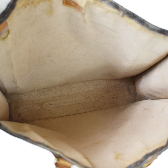 LOUIS VUITTON Logo Sac Plat Hand Tote Bag Monogram Leather Brown - Picture 15 of 15